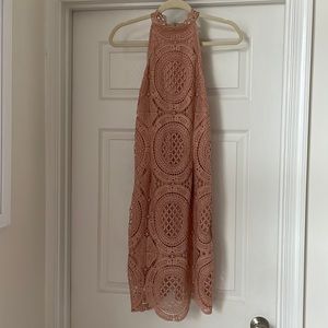 Pink Charlotte Russe high collar lace dress. Size Medium.